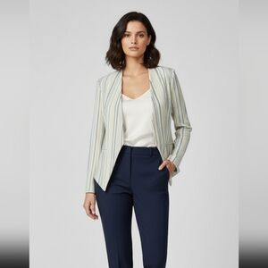 BCBGENERATION Women's Striped Jacket - Cream and Blue Size S New With Tags